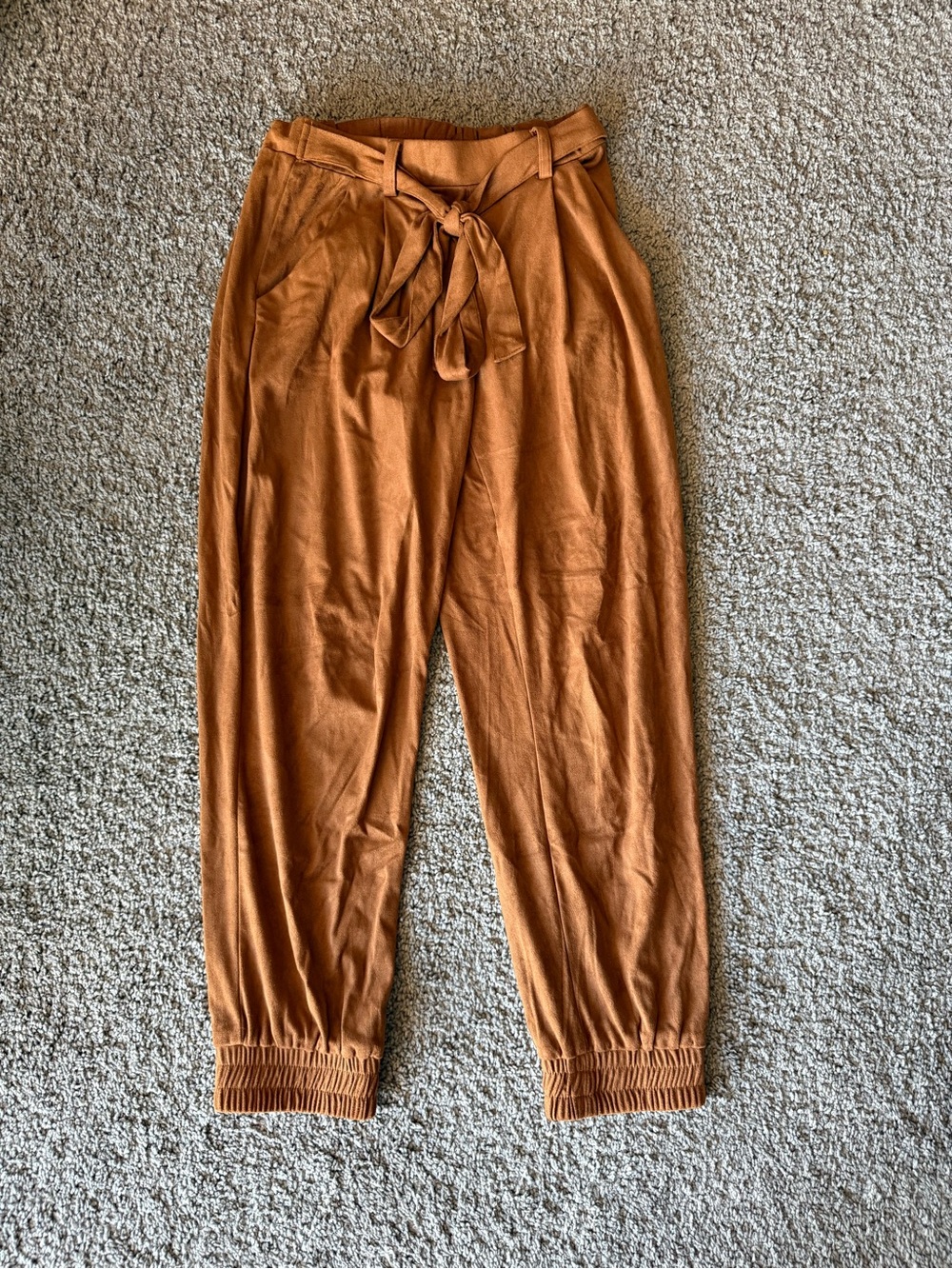 Blue Rain Suede-Look Jogger Pants - Brown